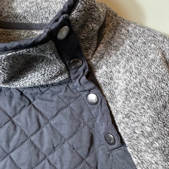 Abercrombie Fitch Womens Quilted Fleece Tear‎ Away Mock Neck Jacket M Black/Gray - Picture 6 of 7